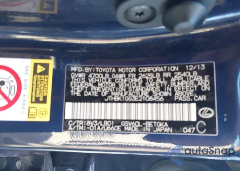 2014 Lexus Es 350 from USA, damaged, VIN JTHBK1GG3E2108456